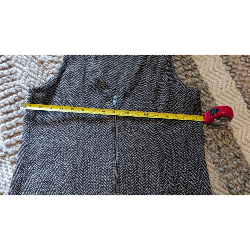 American Eagle Herringbone Wool Blend Zip Front Vest Mini Dress Grey Small NWT - Picture 4 of 8
